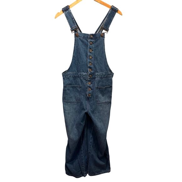 BCBGeneration Patch Pocket Wide Leg Cropped Denim Overalls - size Small - Picture 2 of 8
